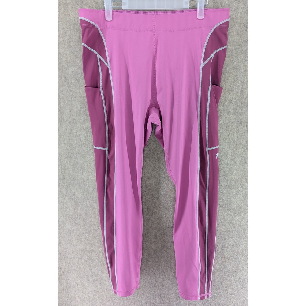 Fabletics Womens Pink Two-Tone Pocket Leggings Cropped XXL 1X